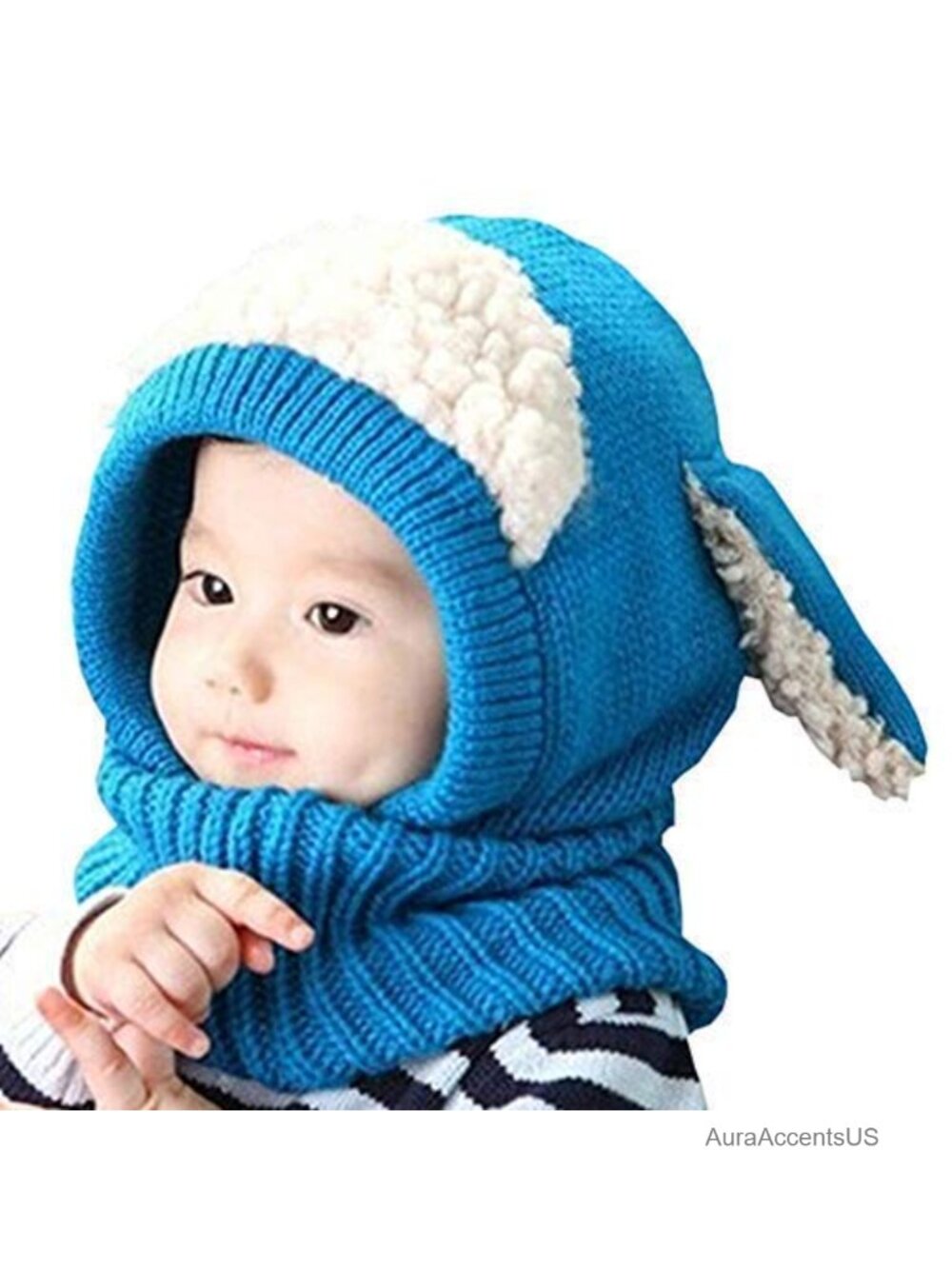 Wool Cotton Knit Earflap Beanie Hat for Toddler Baby Winter Skull Cap
